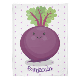 Cute happy beet root kitchen cartoon illustration duvet cover