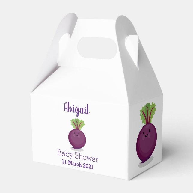 Cute happy beet root kitchen cartoon illustration favor boxes (Front Side)