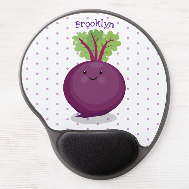 Cute happy beet root kitchen cartoon illustration gel mouse pad (Front)