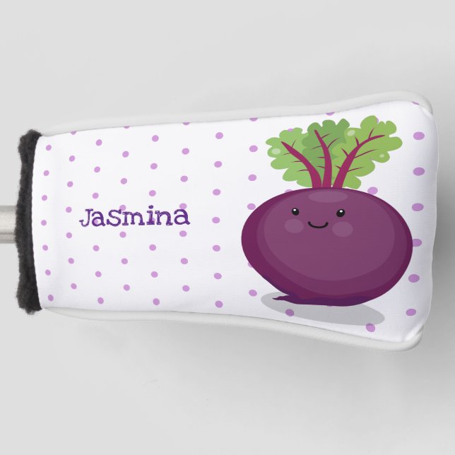 Cute happy beet root kitchen cartoon illustration golf head cover (Front)
