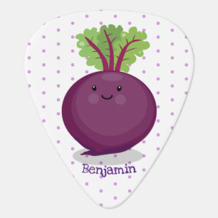 Cute happy beet root kitchen cartoon illustration guitar pick