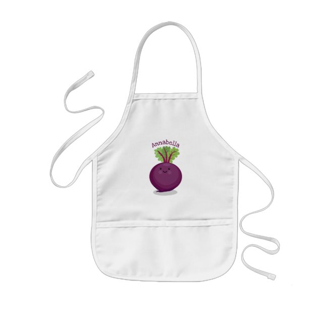 Cute happy beet root kitchen cartoon illustration kids' apron (Front)