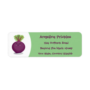 Cute happy beet root kitchen cartoon illustration label