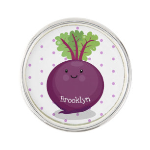 Cute happy beet root kitchen cartoon illustration lapel pin