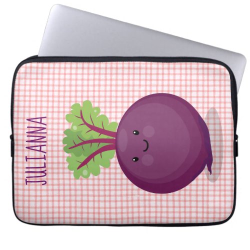 Cute happy beet root kitchen cartoon illustration laptop sleeve