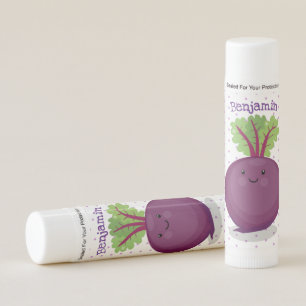 Cute happy beet root kitchen cartoon illustration lip balm