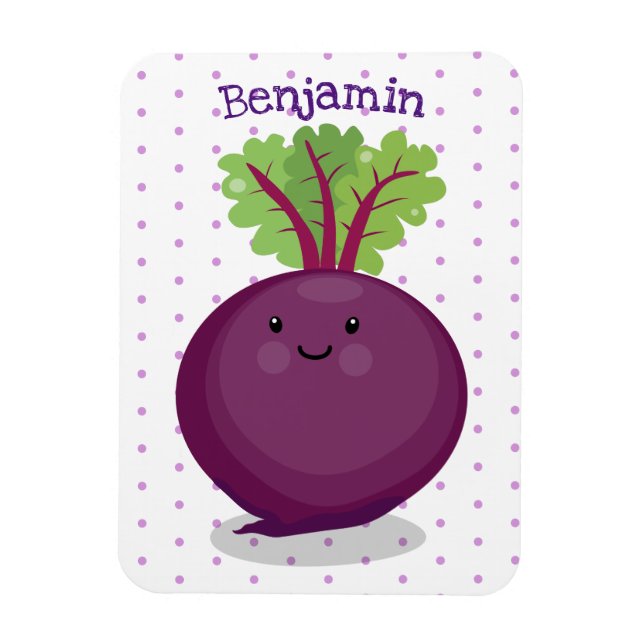 Cute happy beet root kitchen cartoon illustration magnet (Vertical)