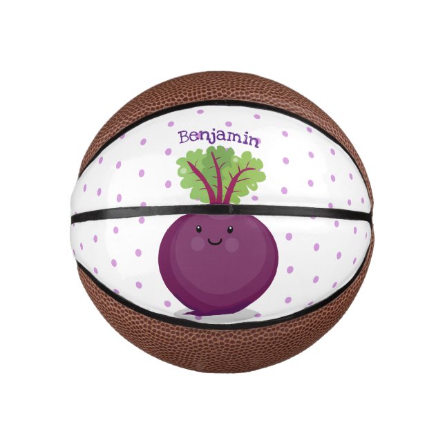 Cute happy beet root kitchen cartoon illustration mini basketball (Front)