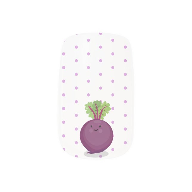 Cute happy beet root kitchen cartoon illustration minx nail art (Left Thumb)