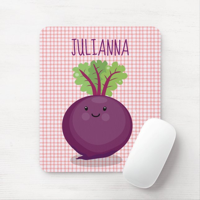 Cute happy beet root kitchen cartoon illustration mouse pad (With Mouse)