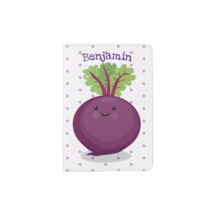 Cute happy beet root kitchen cartoon illustration passport holder