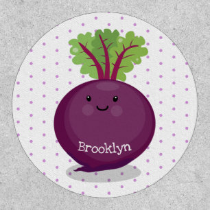 Cute happy beet root kitchen cartoon illustration patch