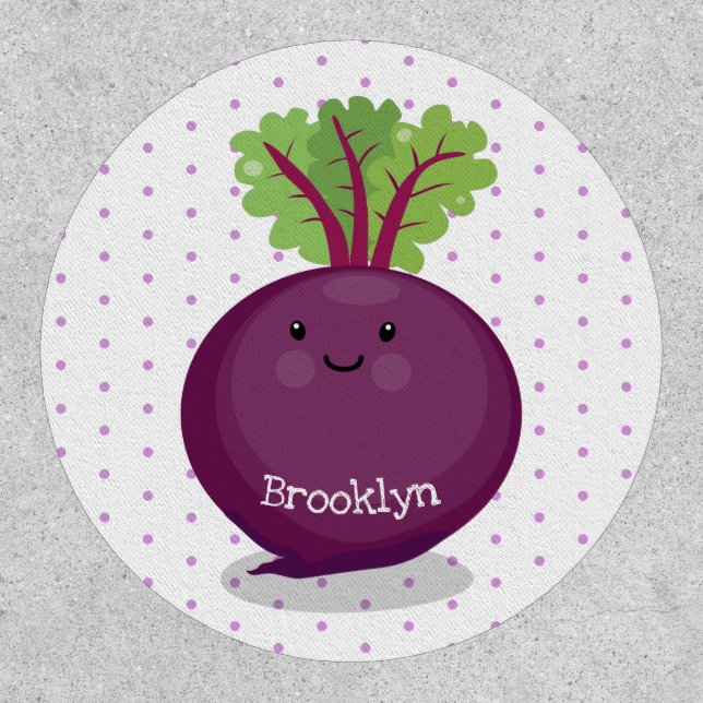Cute happy beet root kitchen cartoon illustration patch (Front)
