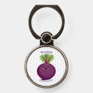 Cute happy beet root kitchen cartoon illustration phone ring stand