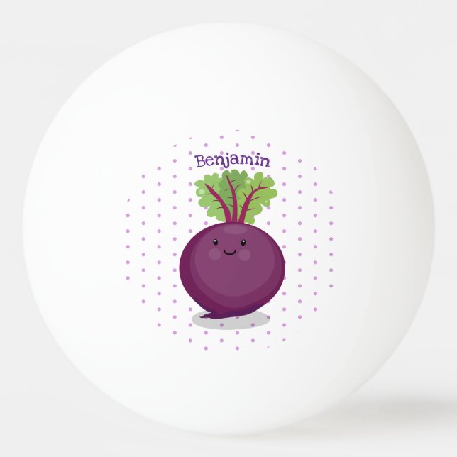 Cute happy beet root kitchen cartoon illustration ping pong ball (Front)