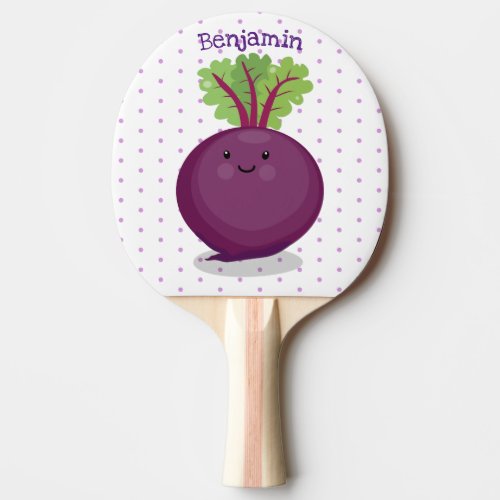 Cute happy beet root kitchen cartoon illustration  ping pong paddle