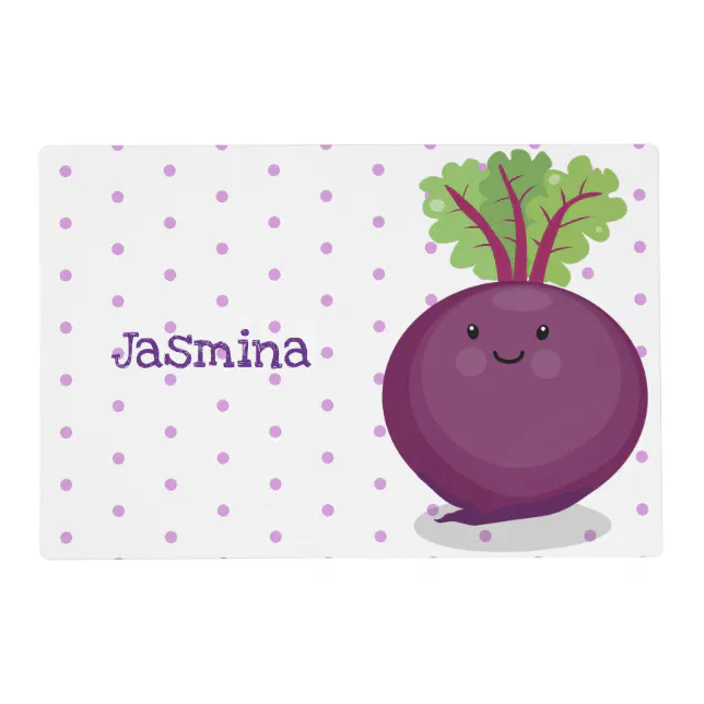Cute happy beet root kitchen cartoon illustration placemat | Zazzle