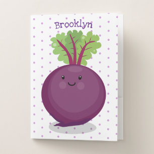 Cute happy beet root kitchen cartoon illustration pocket folder