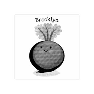 Cute happy beet root kitchen cartoon illustration rubber stamp
