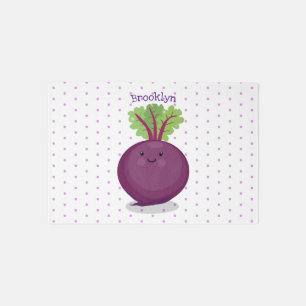Cute happy beet root kitchen cartoon illustration rug