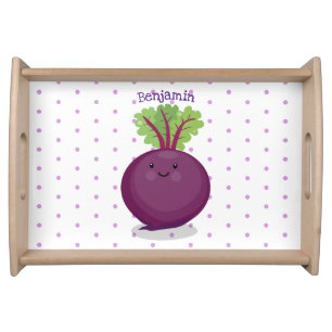 Cute happy beet root kitchen cartoon illustration serving tray