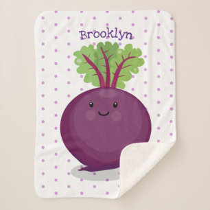Cute happy beet root kitchen cartoon illustration  sherpa blanket