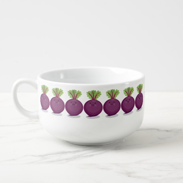 Cute happy beet root kitchen cartoon illustration soup mug (Right)