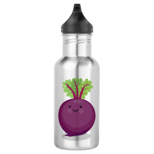 Cute happy beet root kitchen cartoon illustration stainless steel water bottle
