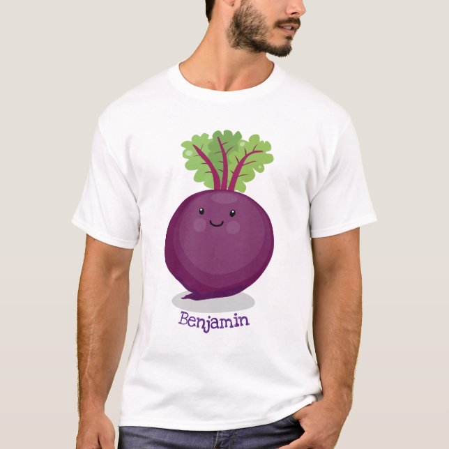 Cute happy beet root kitchen cartoon illustration T-Shirt (Front)