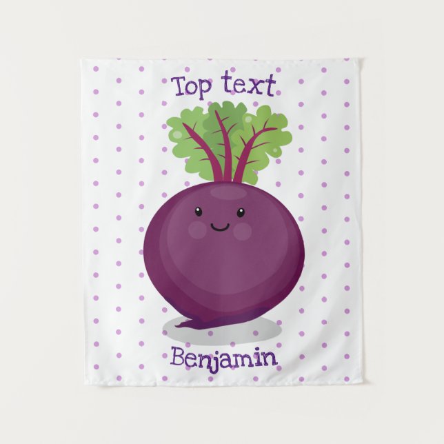 Cute happy beet root kitchen cartoon illustration tapestry (Front)