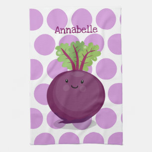 Cute happy beet root kitchen cartoon illustration towel