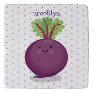 Cute happy beet root kitchen cartoon illustration trivet