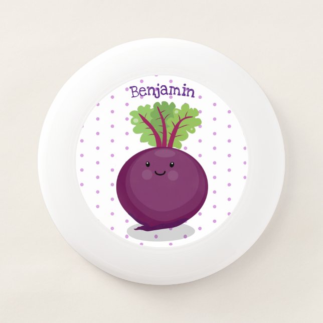 Cute happy beet root kitchen cartoon illustration Wham-O frisbee (Front)