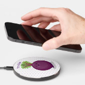 Cute happy beet root kitchen cartoon illustration wireless charger (Hand)