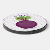 Cute happy beet root kitchen cartoon illustration wireless charger (Front 2)