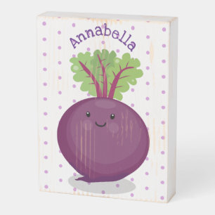 Cute happy beet root kitchen cartoon illustration wooden box sign