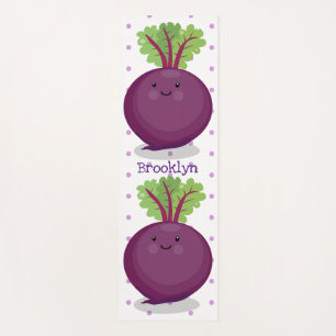 Cute happy beet root kitchen cartoon illustration yoga mat