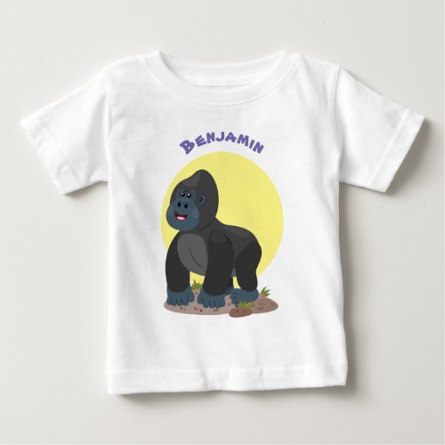 Cute happy big gorilla cartoon illustration baby T_Shirt