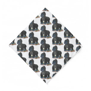 Cute happy big gorilla cartoon illustration bandana