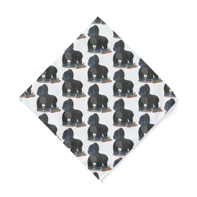 Cute happy big gorilla cartoon illustration bandana (Front)