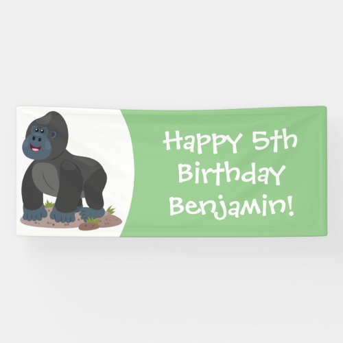 Cute happy big gorilla cartoon illustration banner