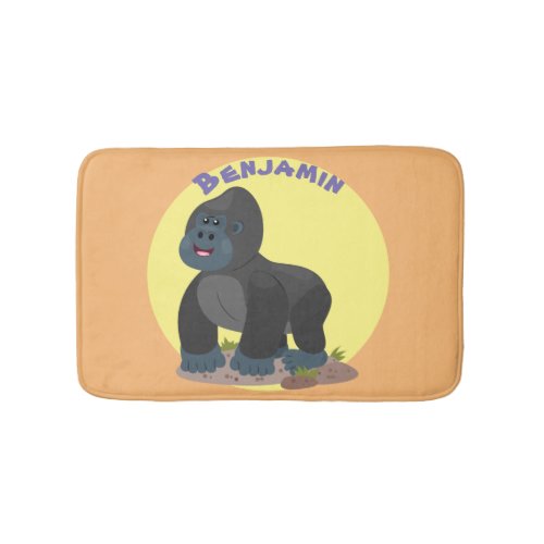 Cute happy big gorilla cartoon illustration bath mat