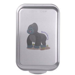 Cute happy big gorilla cartoon illustration cake pan