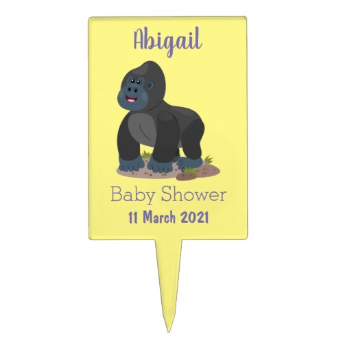 Cute happy big gorilla cartoon illustration  cake topper