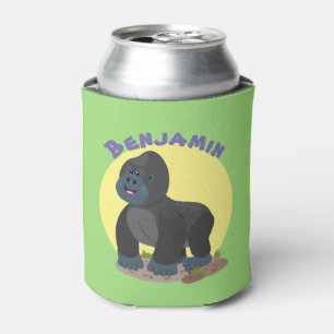 Cute happy big gorilla cartoon illustration can cooler
