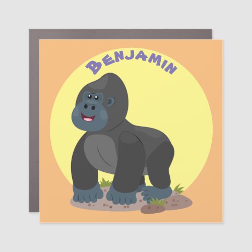 Cute happy big gorilla cartoon illustration car magnet