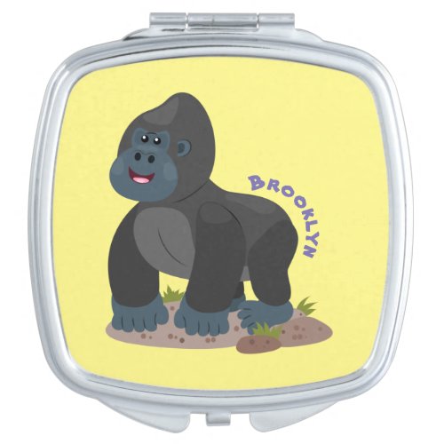Cute happy big gorilla cartoon illustration compact mirror
