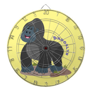 Cute happy big gorilla cartoon illustration dart board