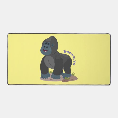 Cute happy big gorilla cartoon illustration desk mat