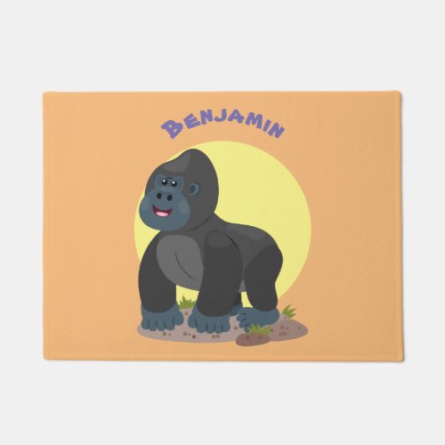 Cute happy big gorilla cartoon illustration doormat